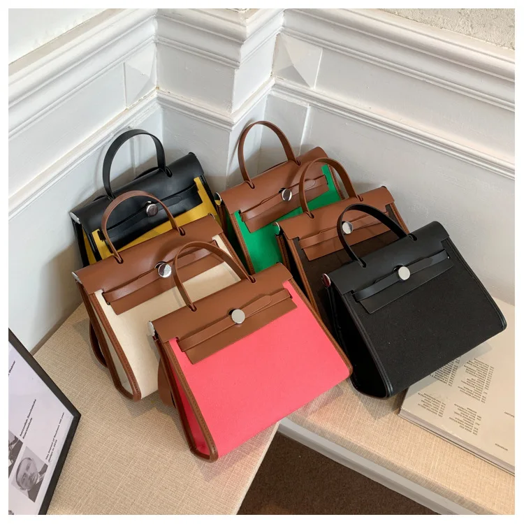 High Quality Large Capacity Casual Ladies Bags Handbags New Fashion Fashion Canvas Button Handbags