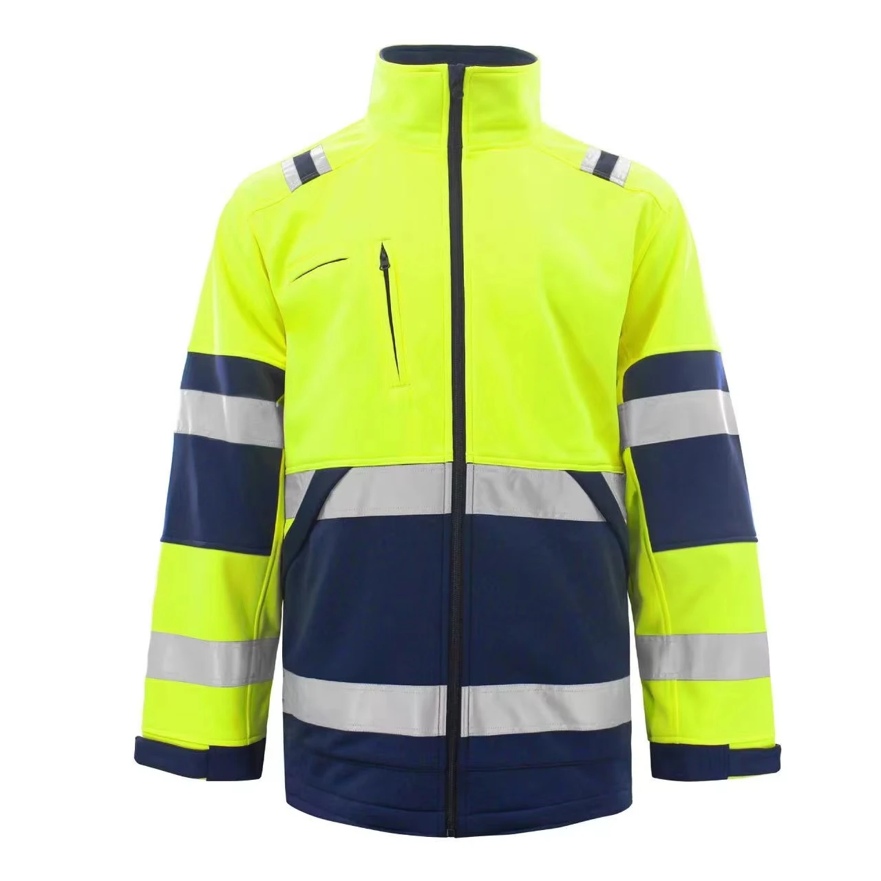 Winter outdoor windproof jacket with reflective stripes customized logo plush and thick hoodie jacket