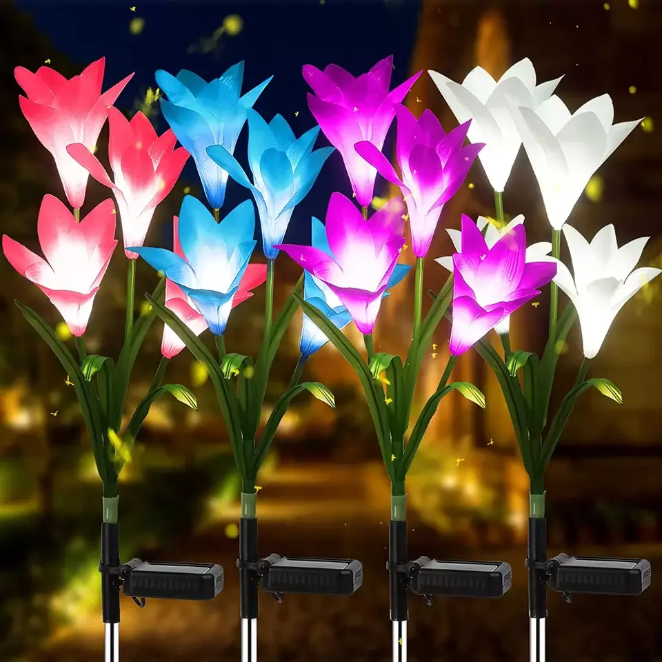 Outdoor Solar Garden Smart Calla Lily Rose Daisy Flowers Lights