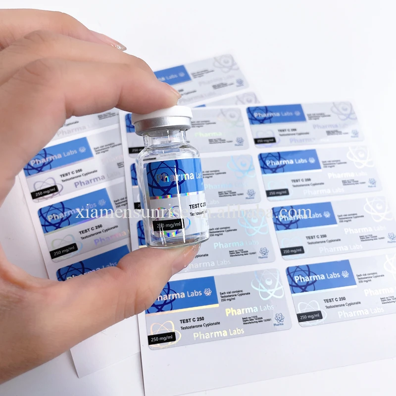 Custom print pharma labs hologram Test E Cypionate steroid 10ml vial label pill bottles and labels for vials