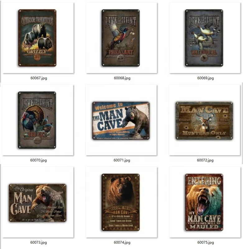 Vintage Farm Grouse Dog Fish Metal Tin Signs Vintage  Poster Retro Garage Farm house Decoration Home Pub Club Man Cave Decor