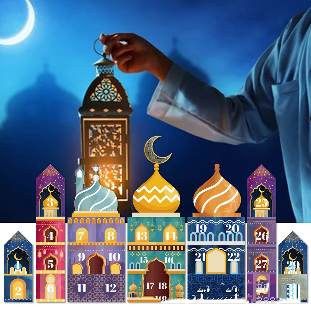Ramadan Advent Calendar Decorations 30 Days Number Box DIY Eid Mubarak Countdown Gift Paper Date Boxes Packaging For Ramadan