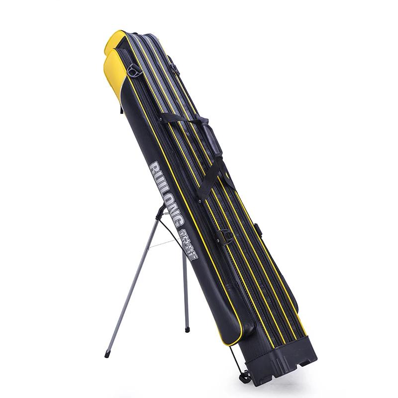 ome 1.25M high capacity two layers storage EVA Waterproof fly rod carp reel portable fishing bag fishing rod bag with stand
