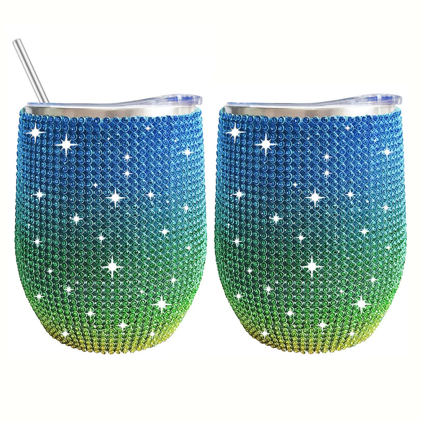 Glitter Custom colours amazon straight popular steel Light blue Light green drinking set coffee mug double wall stainless steel