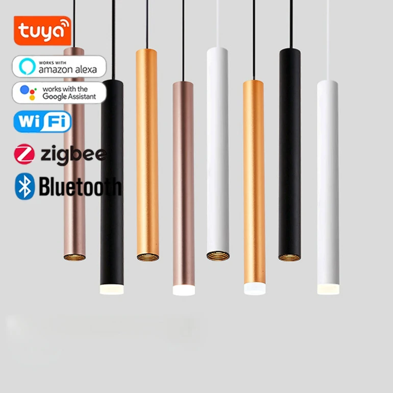 Tuya zigbee bluetooth wifi long circular tube downlight spotlight cob 7w 10w smart cct dimmable hang led pendant downlight