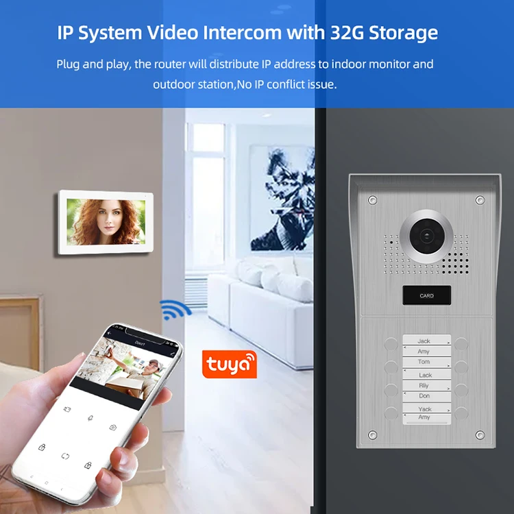 Smart Hd Ip Video Intercom Doorbell Video Entry Intercom For Multi Apartments