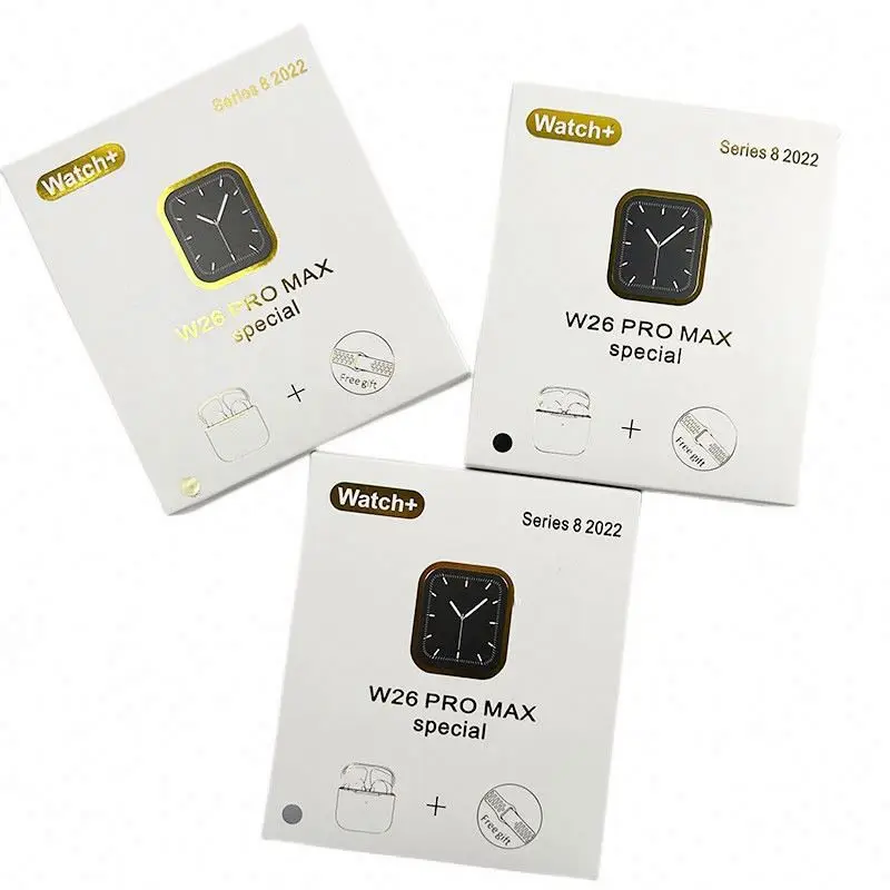 W26 Pro max HIFI Step Counter Heart Calculator Earphones Smart Watch With Earbuds Wireless W26 Pro Max Smartwatch