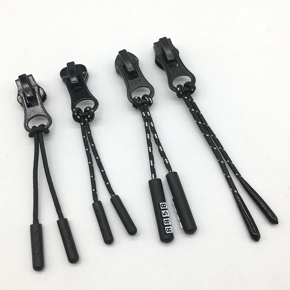 Plastic zipper puller rope bag rubber zip strings sliders garment accessories custom logo zipper pull