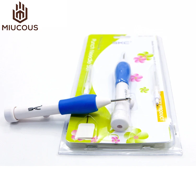 SKC Plastic DIY Crafts Punch Needle Tool Magic Embroidery Pen Set 3 Interchangeable Poke