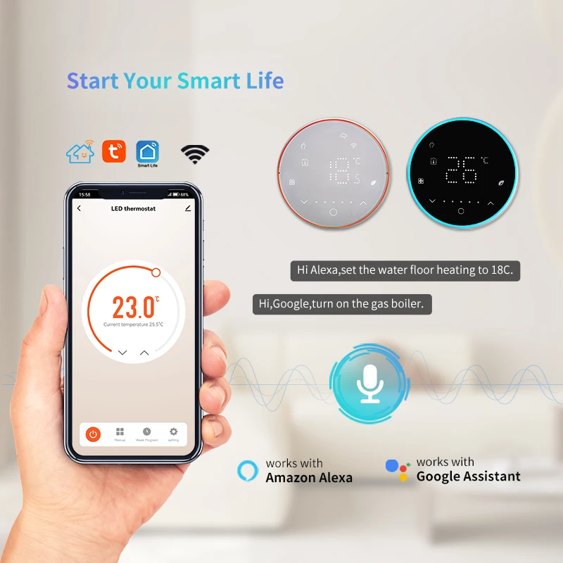Digital Programmable Thermostat Smart Room Tuya Wifi Electric Underfloor Heating Thermostat