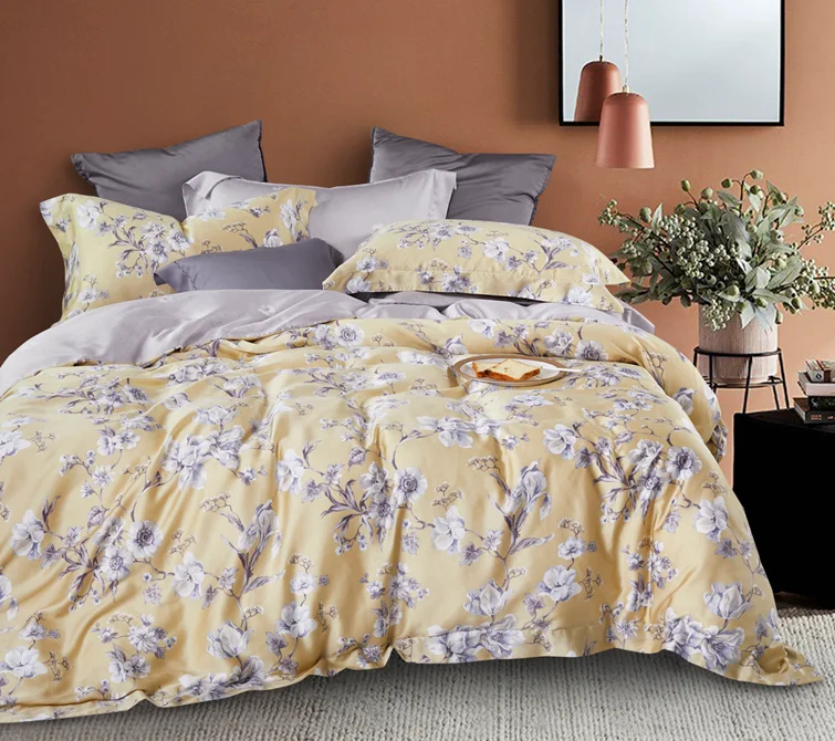 New luxury 100% organic 60s tencel lyocell bedding set bedsheet set lenzing tencel bedding hot sale product