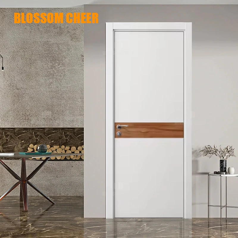 High Quality Manufacturers Custom Wooden Doors With Frame Melamine Door Skin Sheet Foreign White Hotel Security Doors