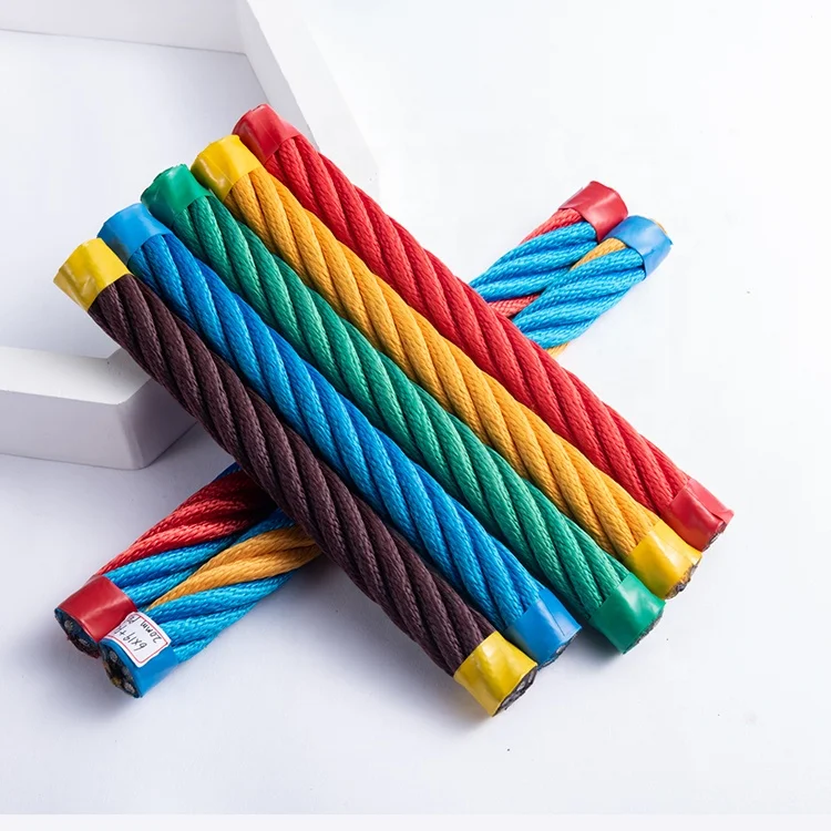 China 16mm Twist Combination Rope Steel Wire Core 4 6 Strands PP Polyester Danline Fishing Playground Rope Climbing Net Cord