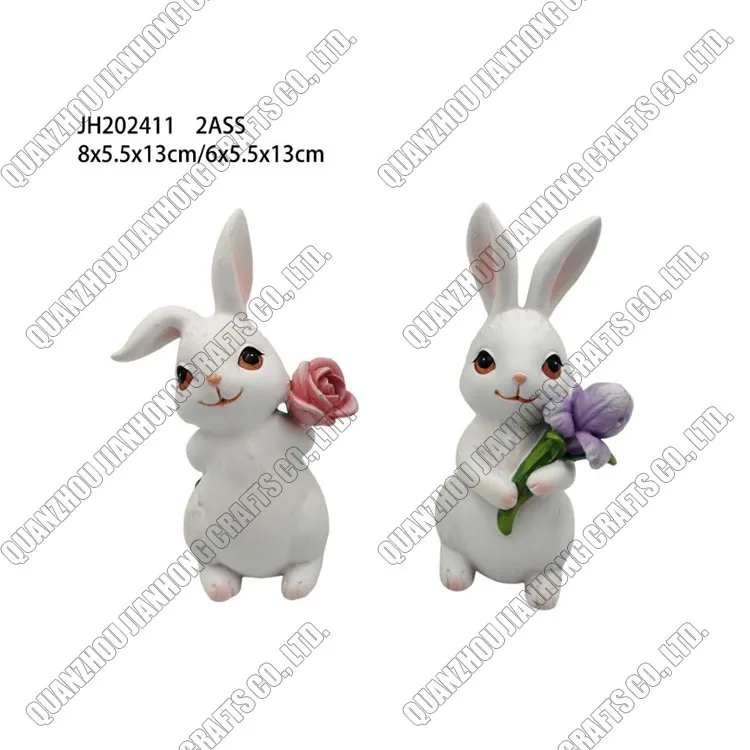 Customized Design Bunny Handmade Figurine Home and Outdoor Decoration Easter Resin Rabbit Statues