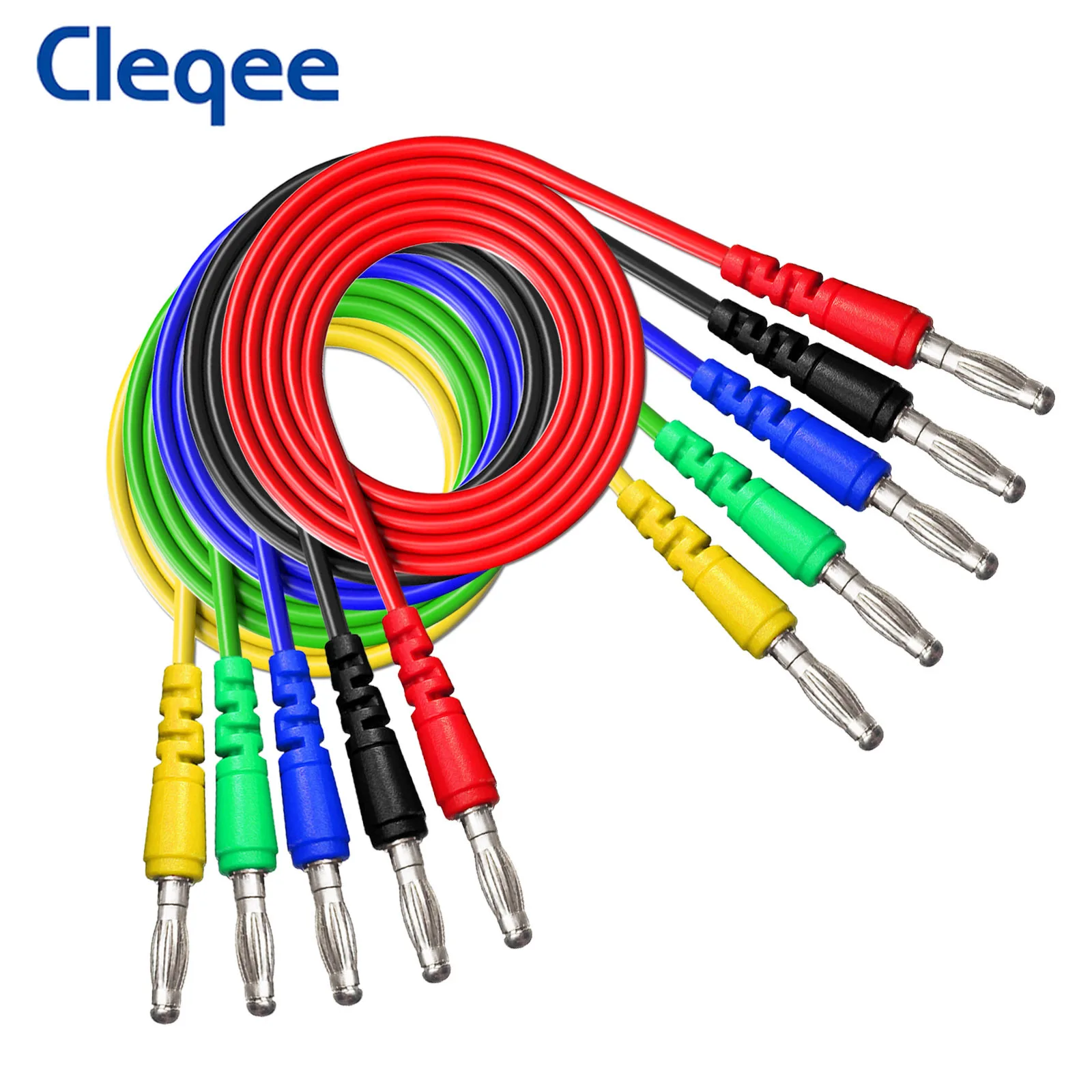 Cleqee P1043  Dual 4mm Copper Banana Plug Multimeter Test Leads Insulated PVC 1000V/10A 1M Wire Cable Bare Plug DIY