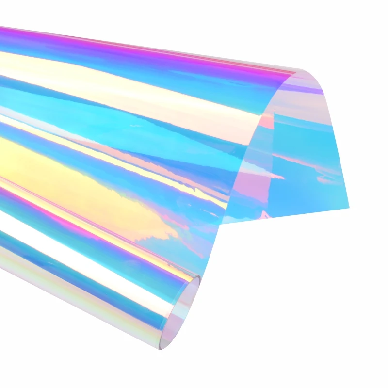 High Quality PVC/TPU Waterproof Iridescent Holographic Color Rainbow PVC Film Vinyl Materials for PVC Laser Shopping Bags