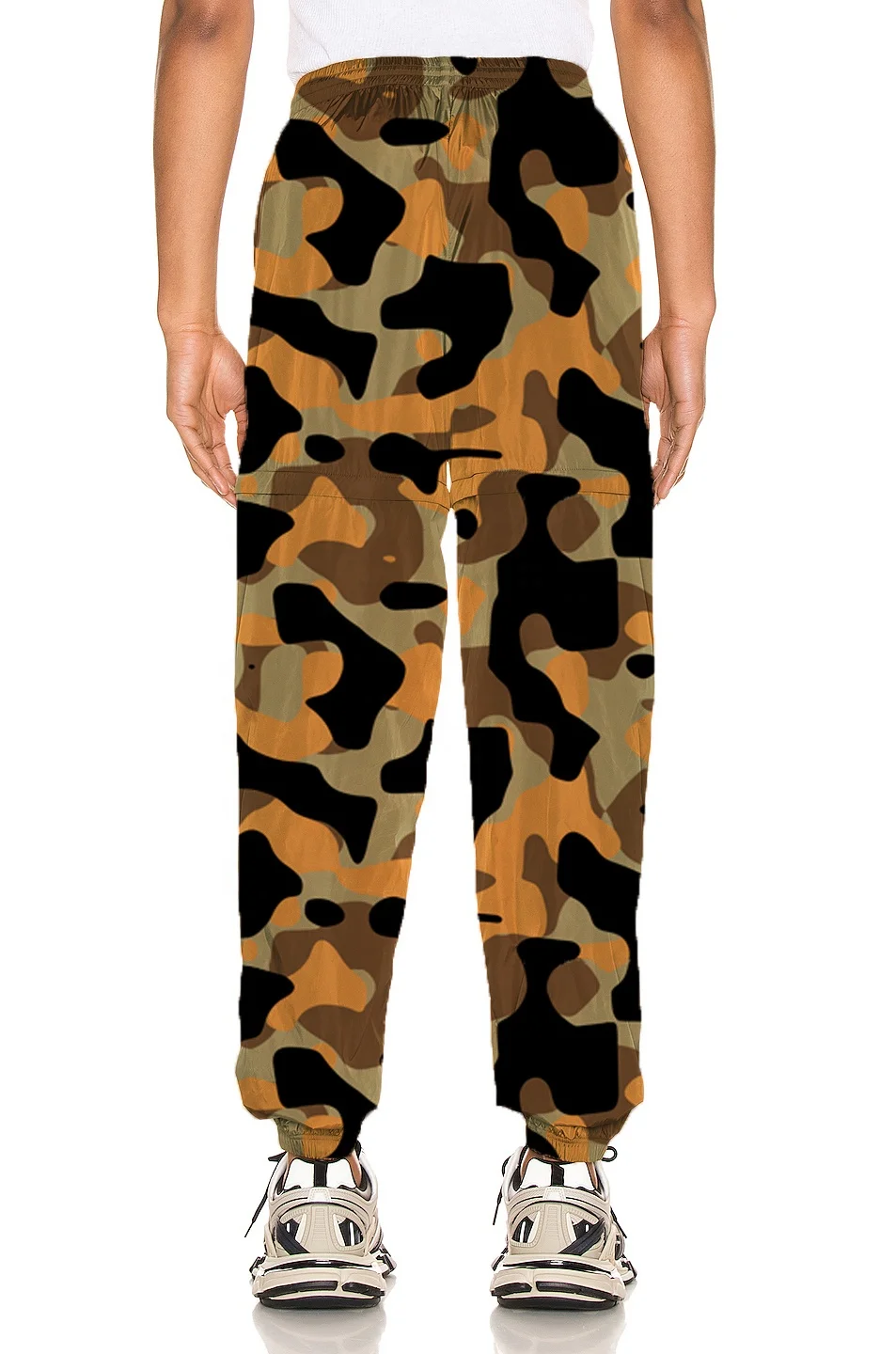 Hot selling custom printed pattern men cargo pants  elastic waist man print camouflage pants
