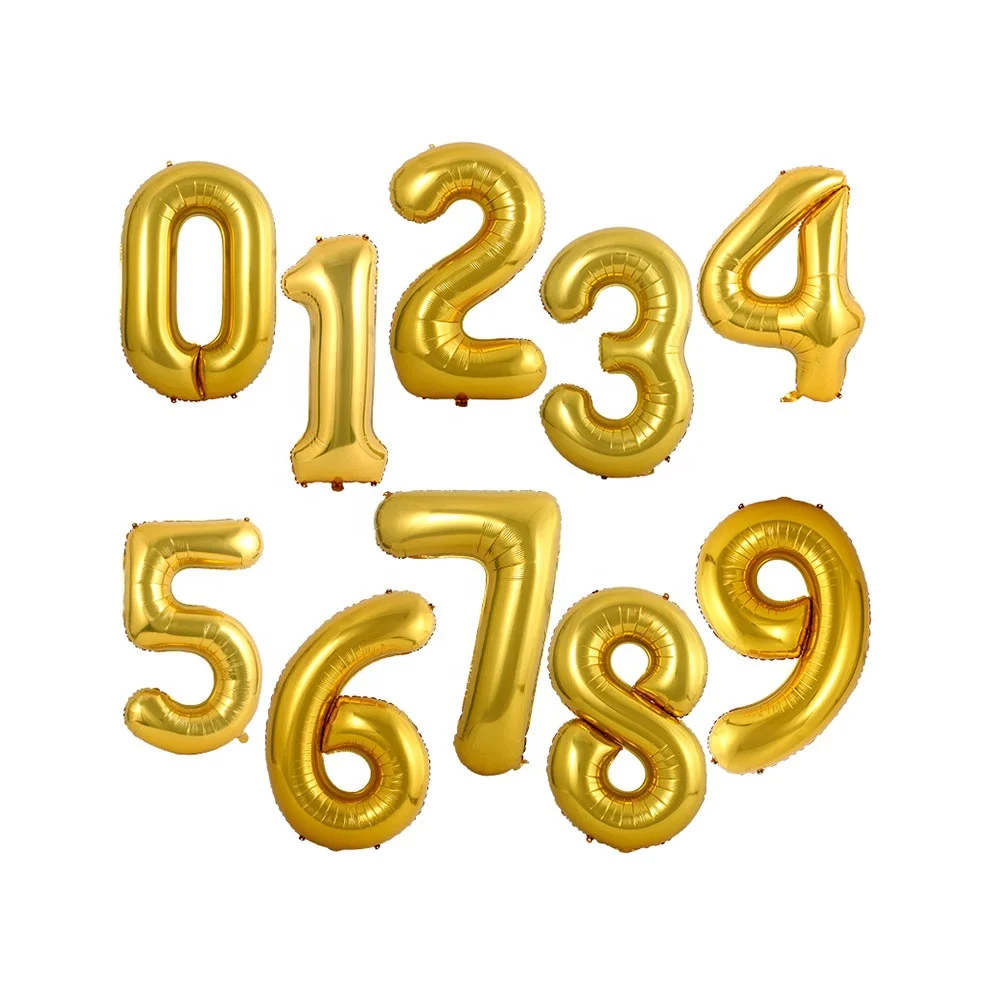 Wholesale Foil All Colors Colorful Number 0 1 2 3 4 5 6 7 8 9 Helium Large 18inch 32inch 34 inches 40 in Number Balloons