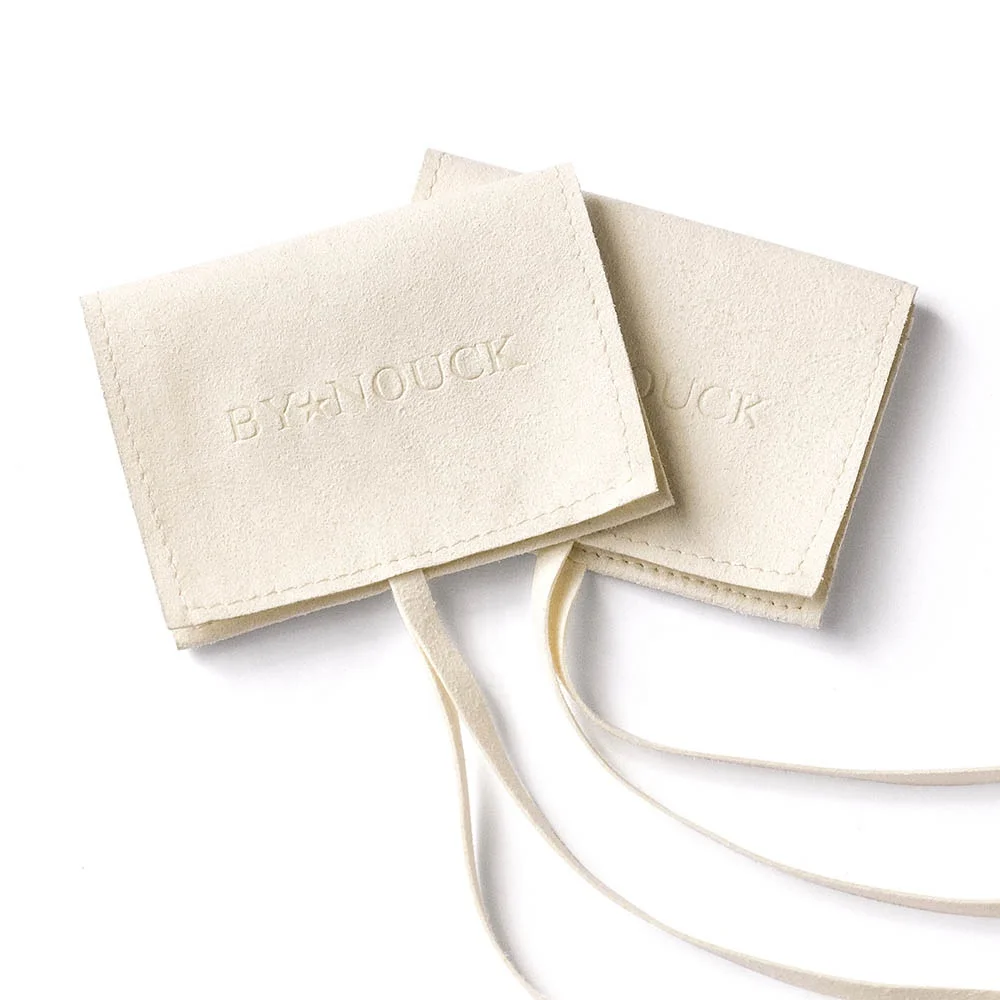 PandaSew 8*10 cm beige envelope style flag microfiber jewelry pouch with custom logo