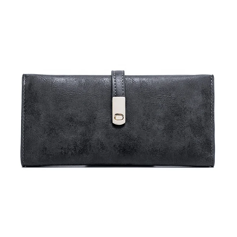 MIYIN Thin casual with long walletcard ticket fashionable coins bag ladies PU leather card wallet Retro Micro-abrasive Wallet