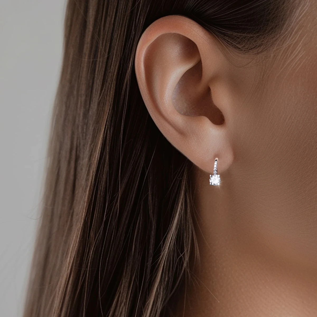 Moissanite Diamond Leverback Drop Earrings 0.5-1CT/Pair D Color VVS1 Clarity Classic 4-Prong 925 Sterling Silver