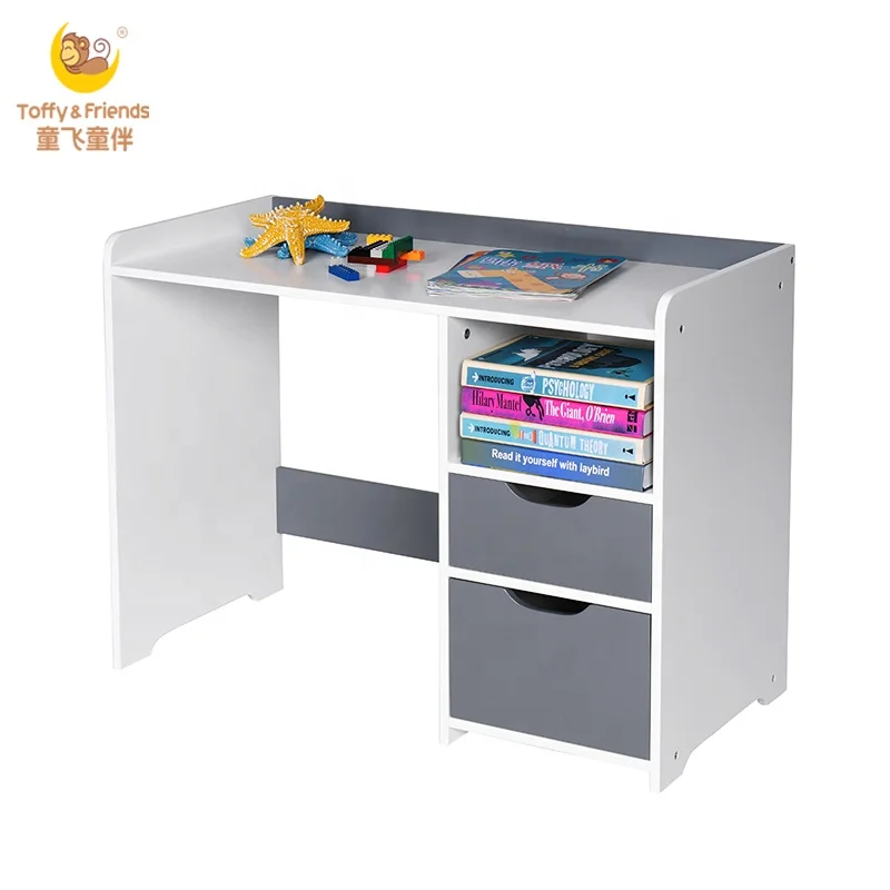 Toffy & Friends детский учебный стол деревянный стол с ящиками белый серый