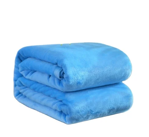 Wholesale  Blue Minky Blanket Flannel Sherpa Fleece Reversible Throw Blanket Cozy Manta Couch Sofa Bed Throw Blanket