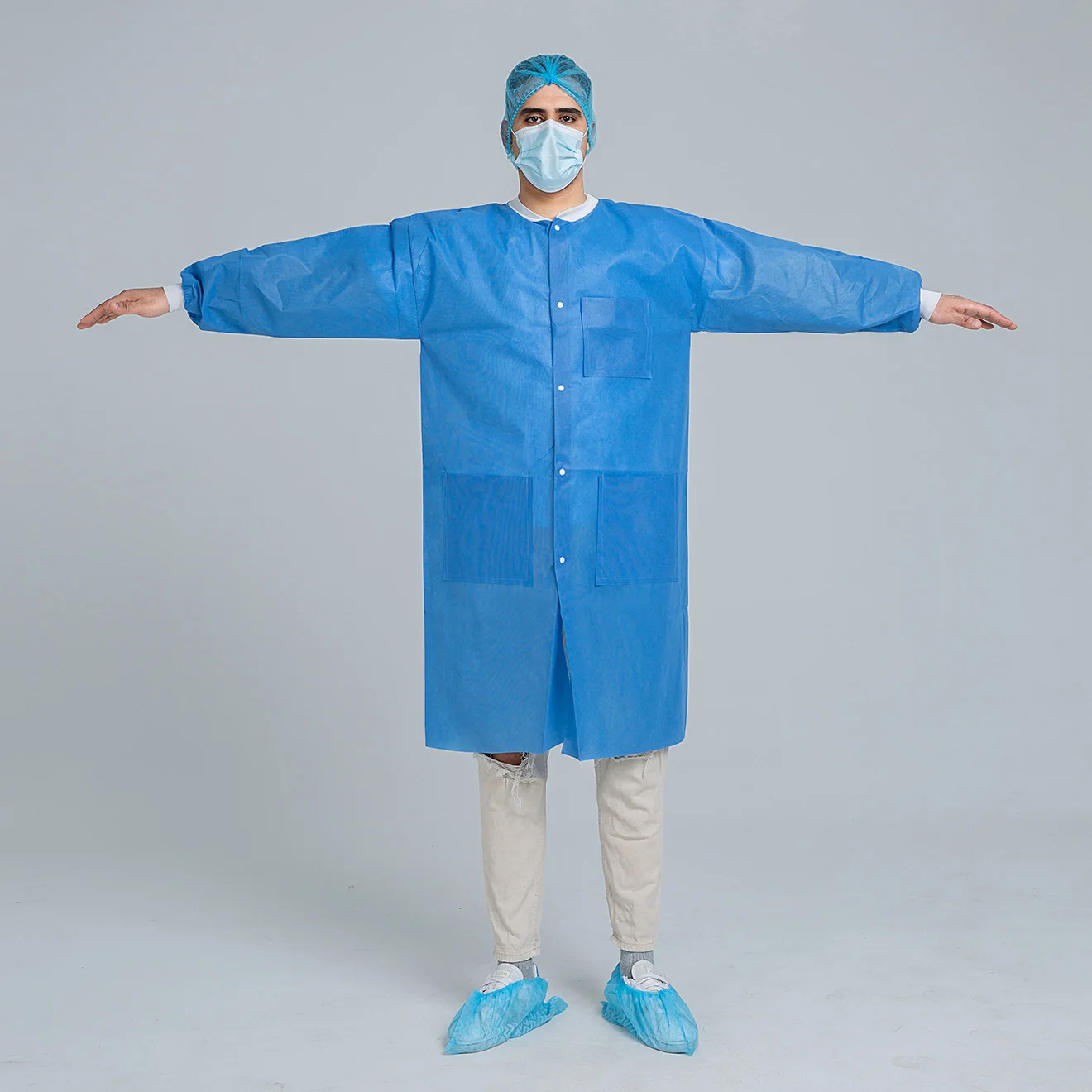Non Woven Lab Coat Disposable Workwear Medical disposable Coat for body protection