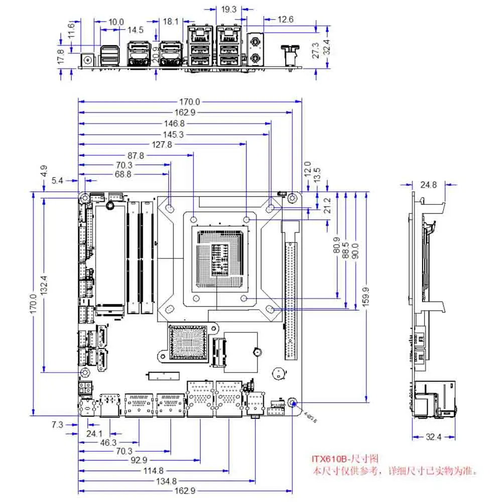 B610TP LGA1700 12th Alder Lake-S/13th gen Raptor Lake-S series TDP65W 2*DDR5 2*HDI 2*DP eDP/LVDS 2*LAN PCIe4.0x16 4*COM GPIO TPM