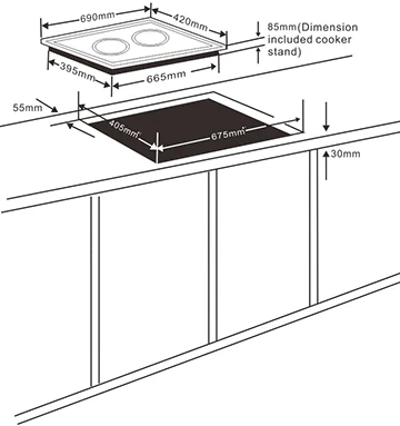 embed type 2 beptu 220V half bridge inverter Vietnam household induction cooker hob
