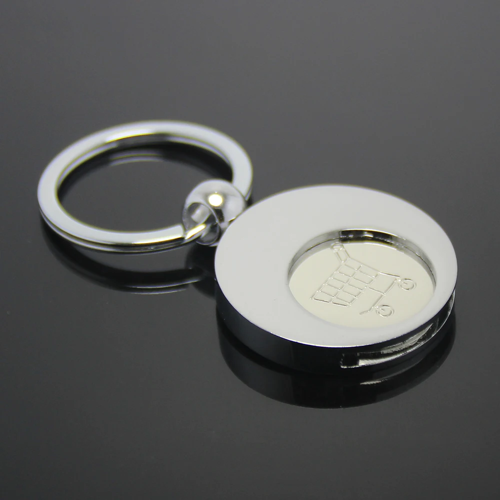 OEM Europe Supermarket Shopping Cart Token Coin Key Chain Holder Angel Coin Germany Keyring Custom Metal Trolley Token Key Ring