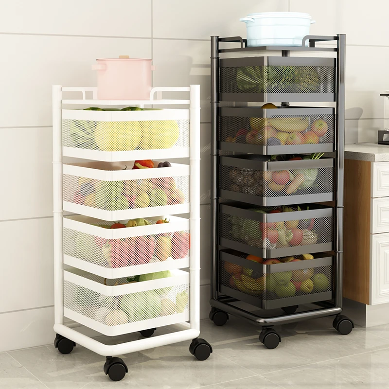 Hot-selling Round/Square Kitchen Vegetable Storage Rack 2/3/4/5 Tier Vegetable And Fruit Rack Rotatable Storage Rack