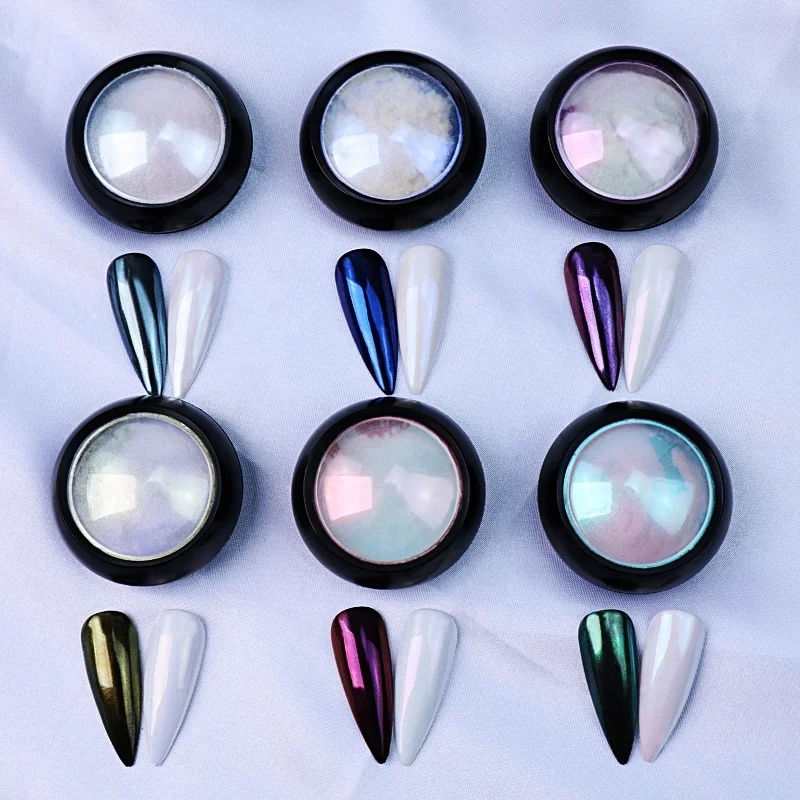 Fashion White Chrome Nail Powder Salon Glitter Aurora Glitter Powder Magic Nail Acrylic Powder for Nails