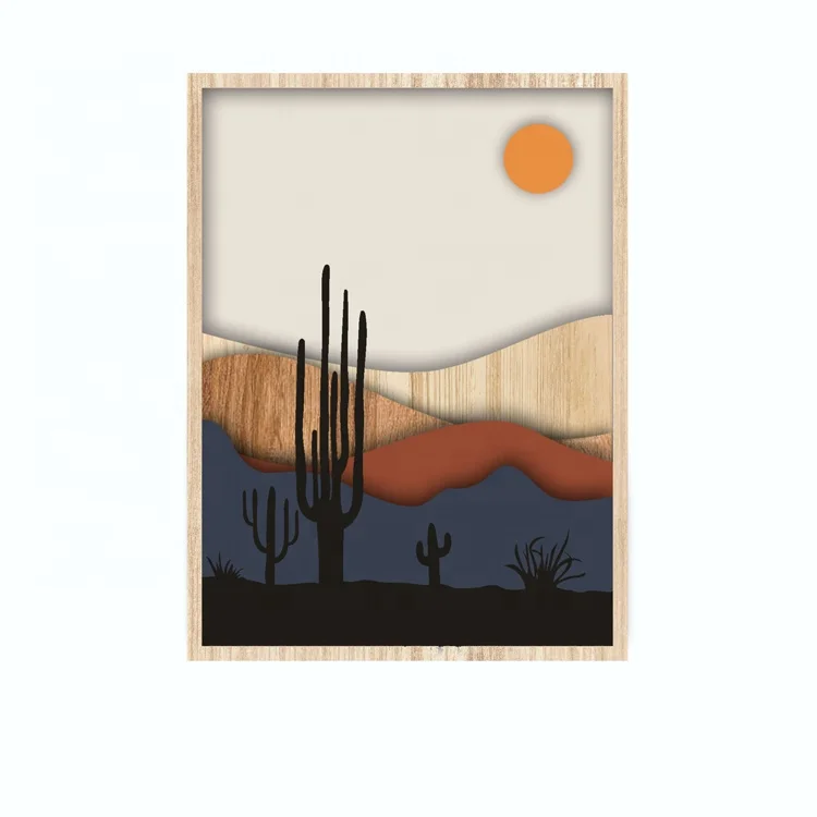 3D Wall art decoration Framed  wooden wall decor For living room interior decoration set of 3