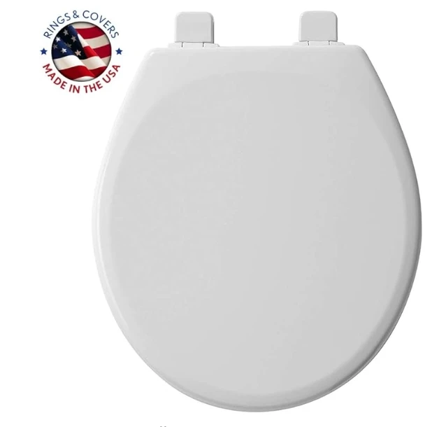 Toilet Seat will Slow Close and Never Loosen ROUND Durable Enameled Wood White