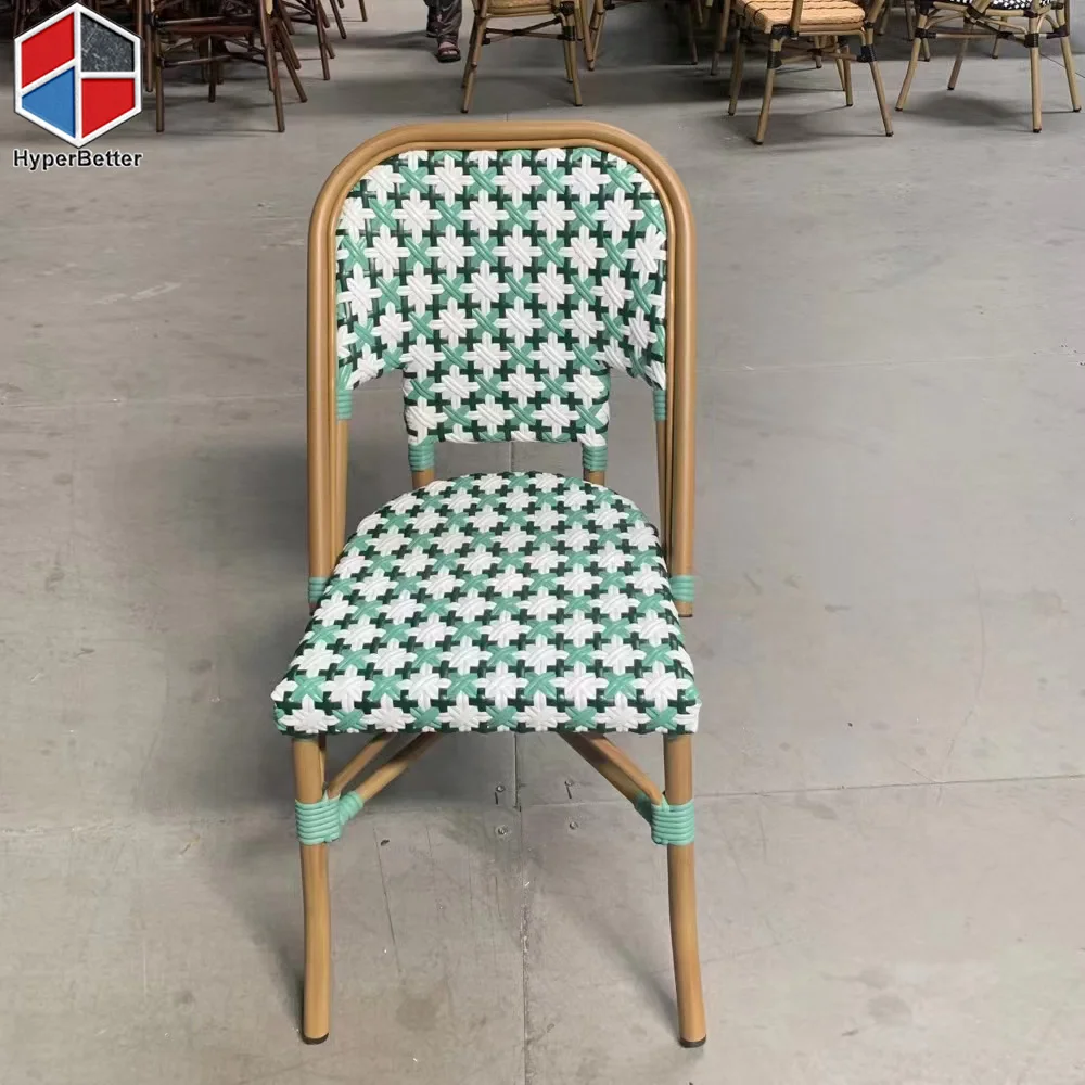Aluminum bar bistro chair green white black rattan chairs