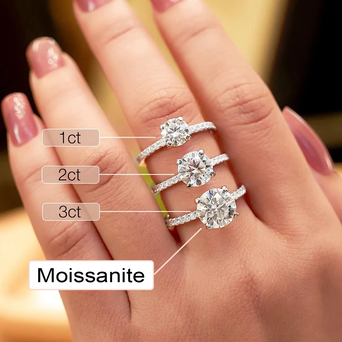 925 кольцо из стерлингового серебра 1 карат 2 3 S925 Solitaire Halo свадебное обручальное для женщин