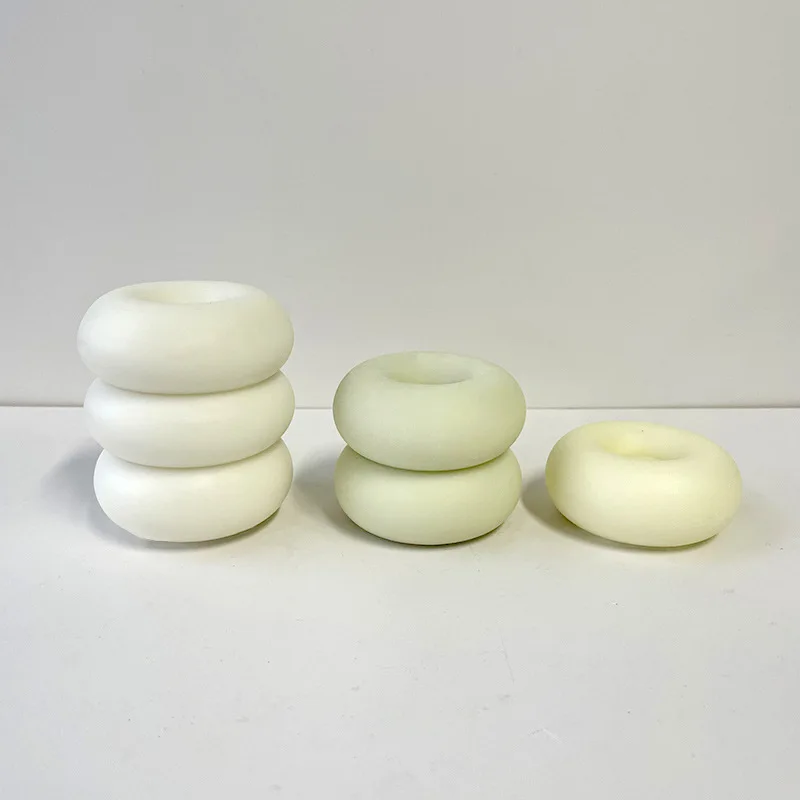 J6-255 Geometric Doughnut Candle Mould INS Style Three Layer Jenga Aromatherapy Gypsum Decoration Cake Silicone Mold