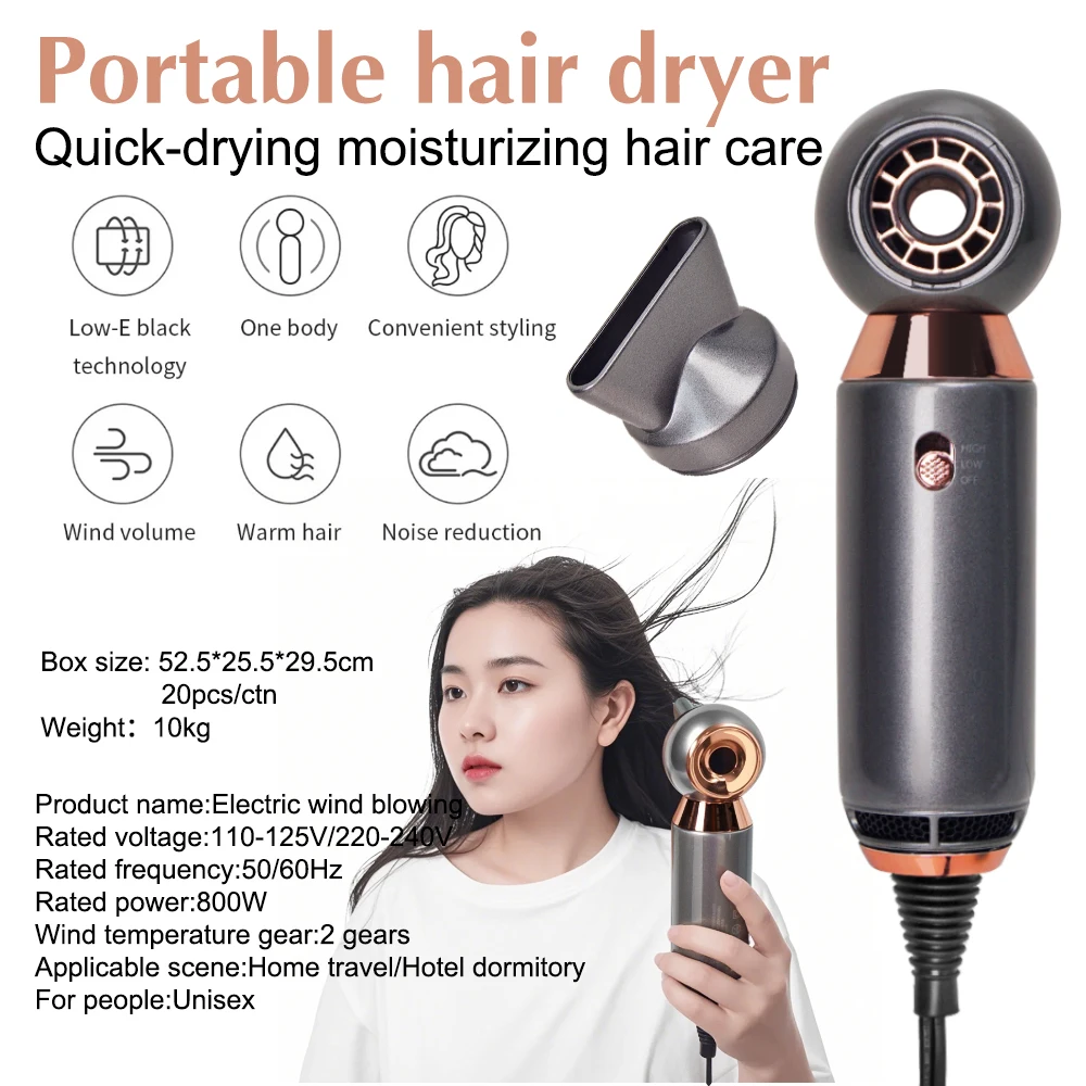 Home Travel Professional Salon Blow Dryer Fast Drying 800W Leafless Hair Dryer