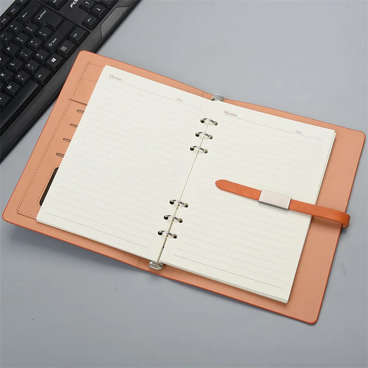 Brown PU Leather Notebook Agenda Organizer Loose -Leaf Journal School Stationery Set