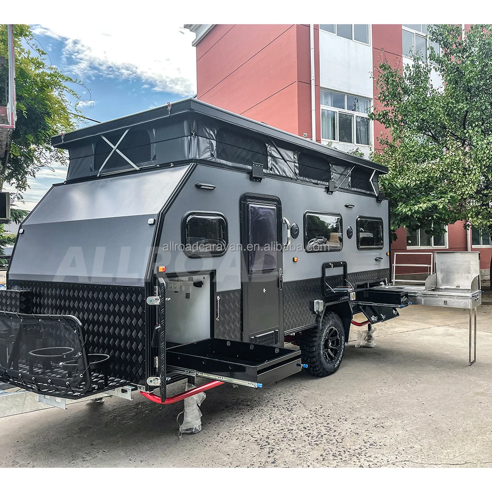 Allroad OEM 15ft Camper Trailer Pop top camper trailer caravan camper off road travel trailers with washroom and kitchen