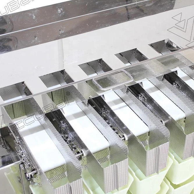 conveyor belt feeding weighing and packaging machine for fresh meat, frozen shrimp, rice