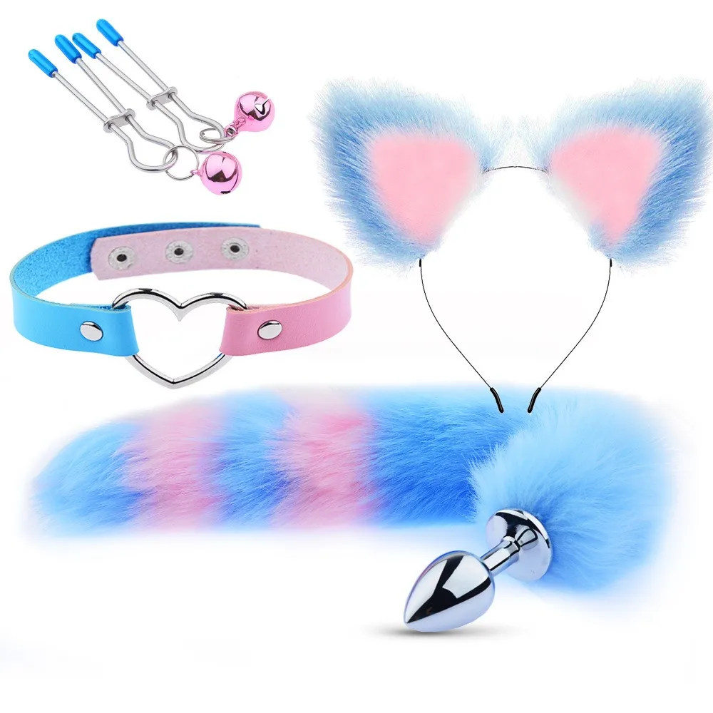4Pcs Cat Ears Headband Fox Tail Anal Butt Plug Anal Toy Juguete Sexual Adult Sex Toys For Woman Couples Games