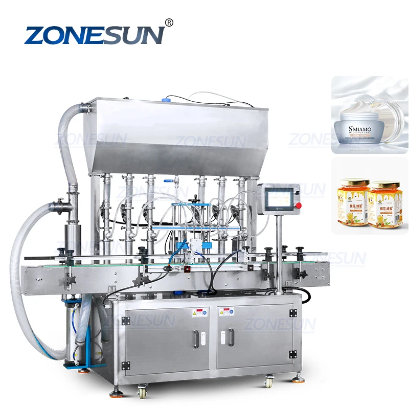 ZONESUN Automatic Six Head Liquid Detergent Viscosity Ointment Thick Paste Shampoo ketchup Honey Shaving Cream Filling Machine