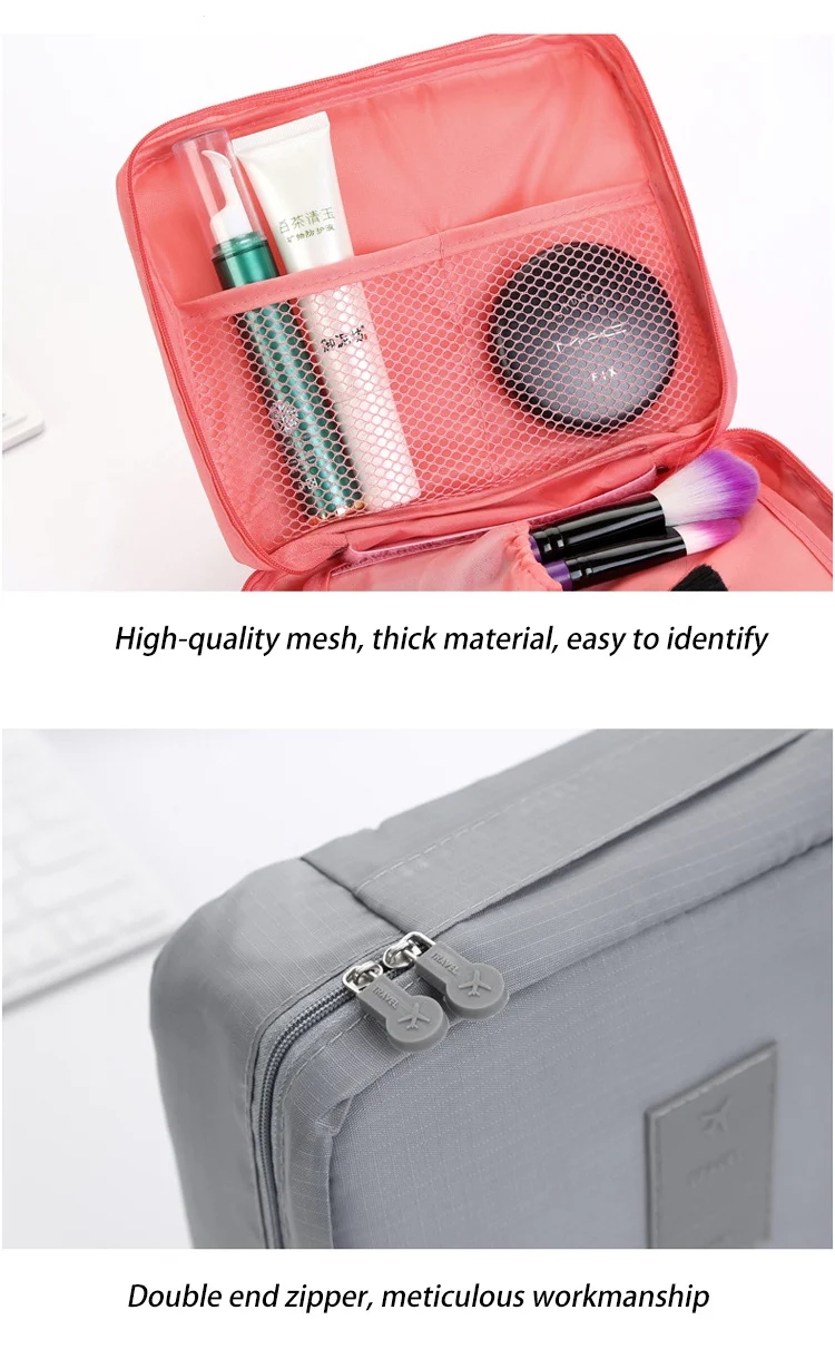 High Quality Multifunction Big Capacity Travel Organizer Make Up Cosmetic Bag With Zipper