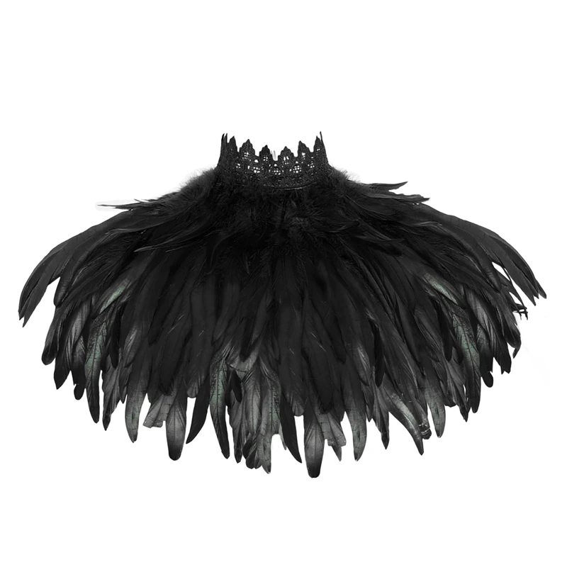 2024 New Lingerie Women Plus Size Feather Shawl Scarf Gothic Feather Adjust Performance Feather Halloween Carnival Rave Cloak