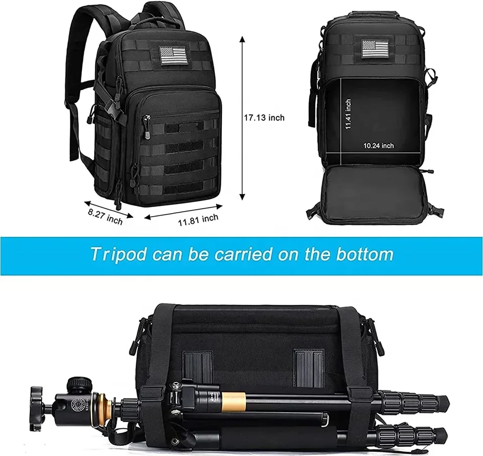 Laptop Compartment Compatible Tactical Camera Bag Backpack Dslr/slr/mirrorless Photography Waterproof Camera Backpack