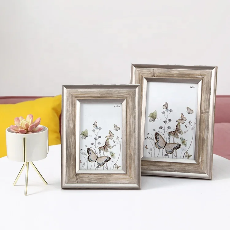 Wall Hanging PS Retro Metal Style Tabletop Plastic Picture Photo Frame