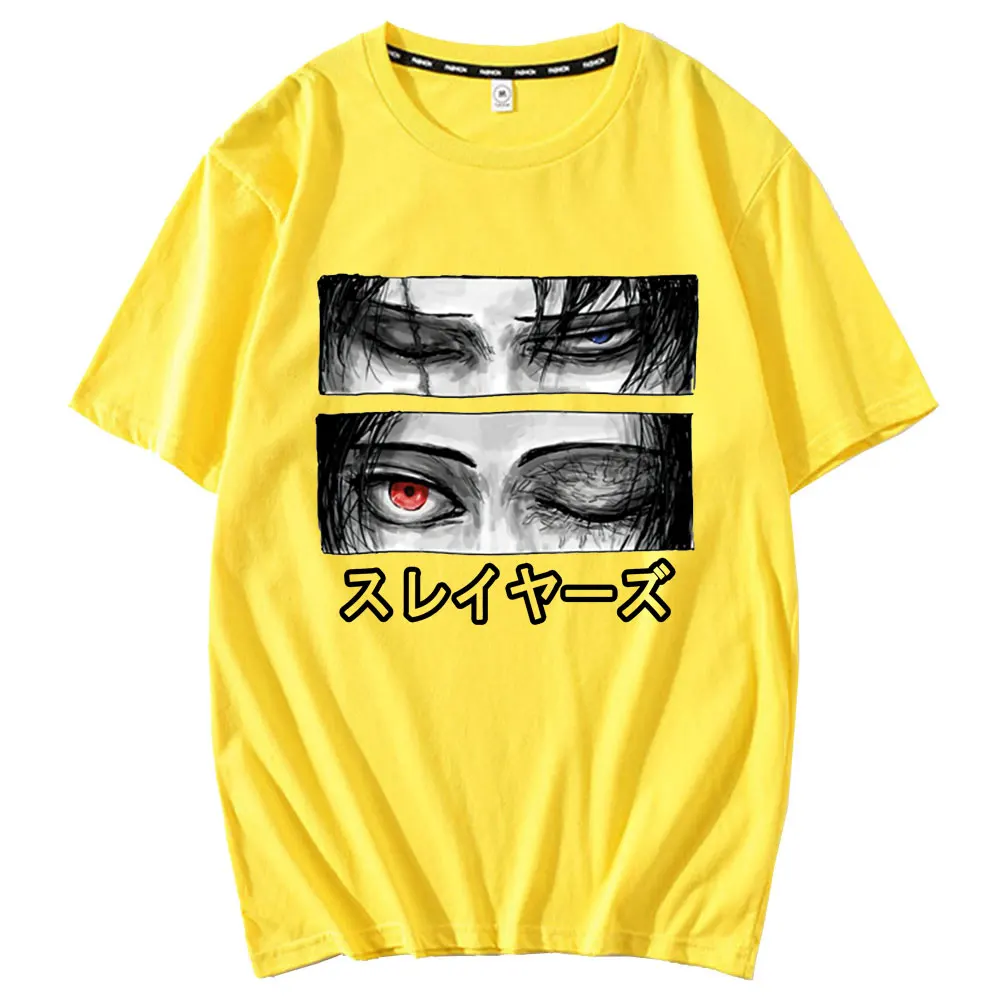 100% Cotton Japanese Anime Attack on Titan Ackerman Eye Print Top Ulzzang Men T-shirt