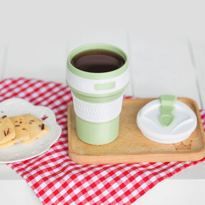 Hot Sale  BPA Free Silicone Foldable Coffee Mug Water Proof Heat Resistant Collapsible Coffee Cup